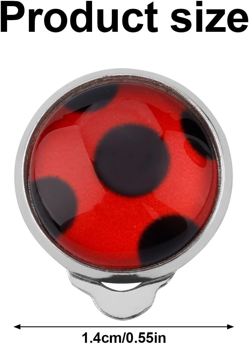 1 Pair Ladybug Earrings, Silver Clip Earrings Lady Bug Clip On Earrings Metal Red Bug Insect Stud Earrings Jewelry for Halloween Carnival