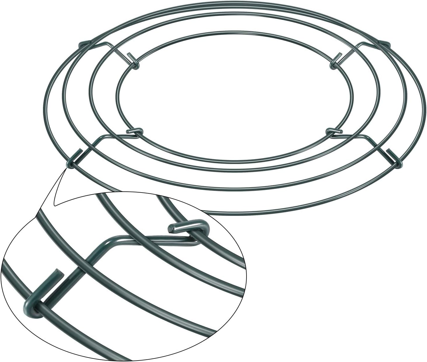 10 Packs Christmas Metal Wreath Frame Green Round Wire Wreath Making Ring DIY Macrame Floral Crafts Wire Form Christmas Decoration Door Craft (10 Inches)