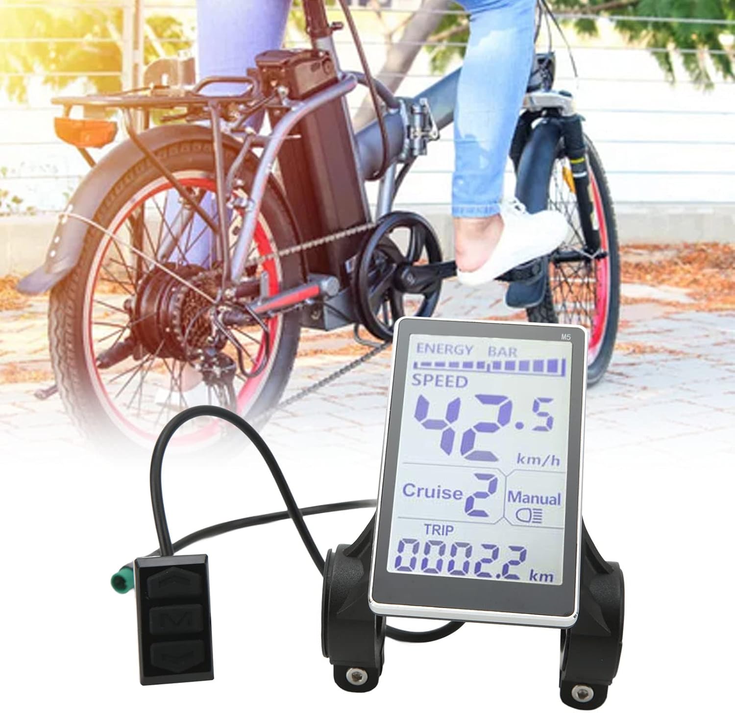 LCD Display, 24V 36V 48V 60V 5 Pin E Scooter M5 Panel Meter Screen Suitable for 31.8 22.2mm Handlebar Electric Bikes