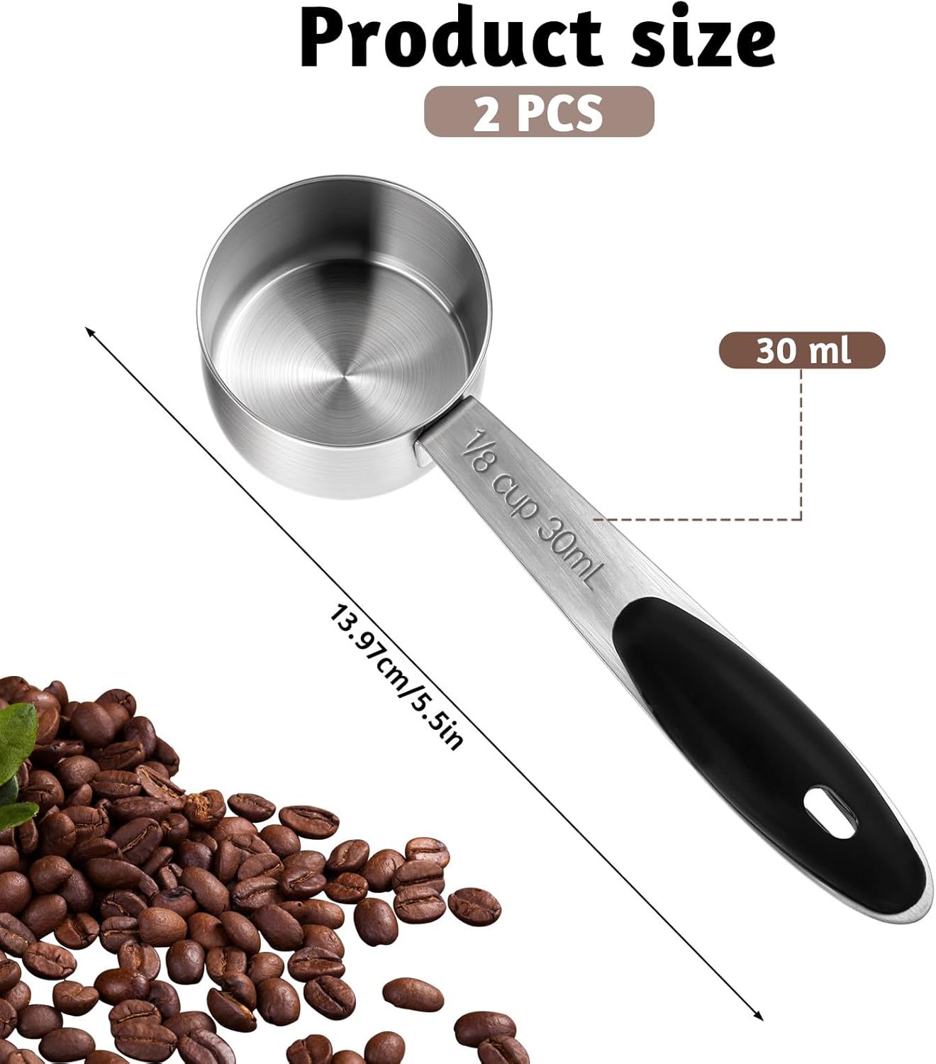 1/8 Cup 30 ml Measuring Cup Stainless Steel Single Metal Measuring Cups Kitchen Gadgets for Cooking Kitchen Tools with Easy to Read Markings for Measuring Dry or Liquid Ingredients