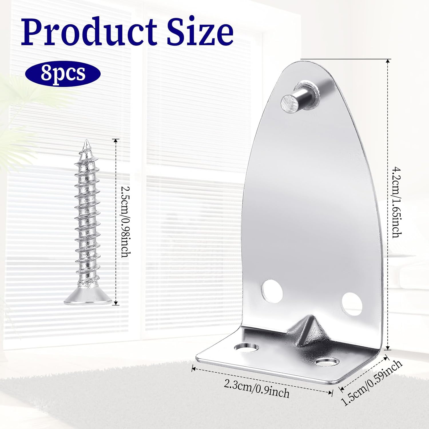 8 PCS Hold Down Brackets, Metal Blinds Brackets Blind Holder Replacements Horizontal Blind Brackets with Screws for Horizontal Blinds Shades Window Shades Doors Home Accessories
