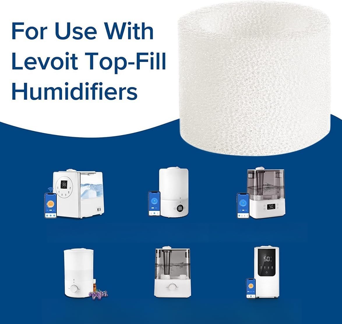 5-Pack Humidifier Replacement Filters/Wicks Compatible with LEVOIT Classic160, Dual150, Dual200S, Classic300(S), LV600S, OasisMist Series Humidifiers