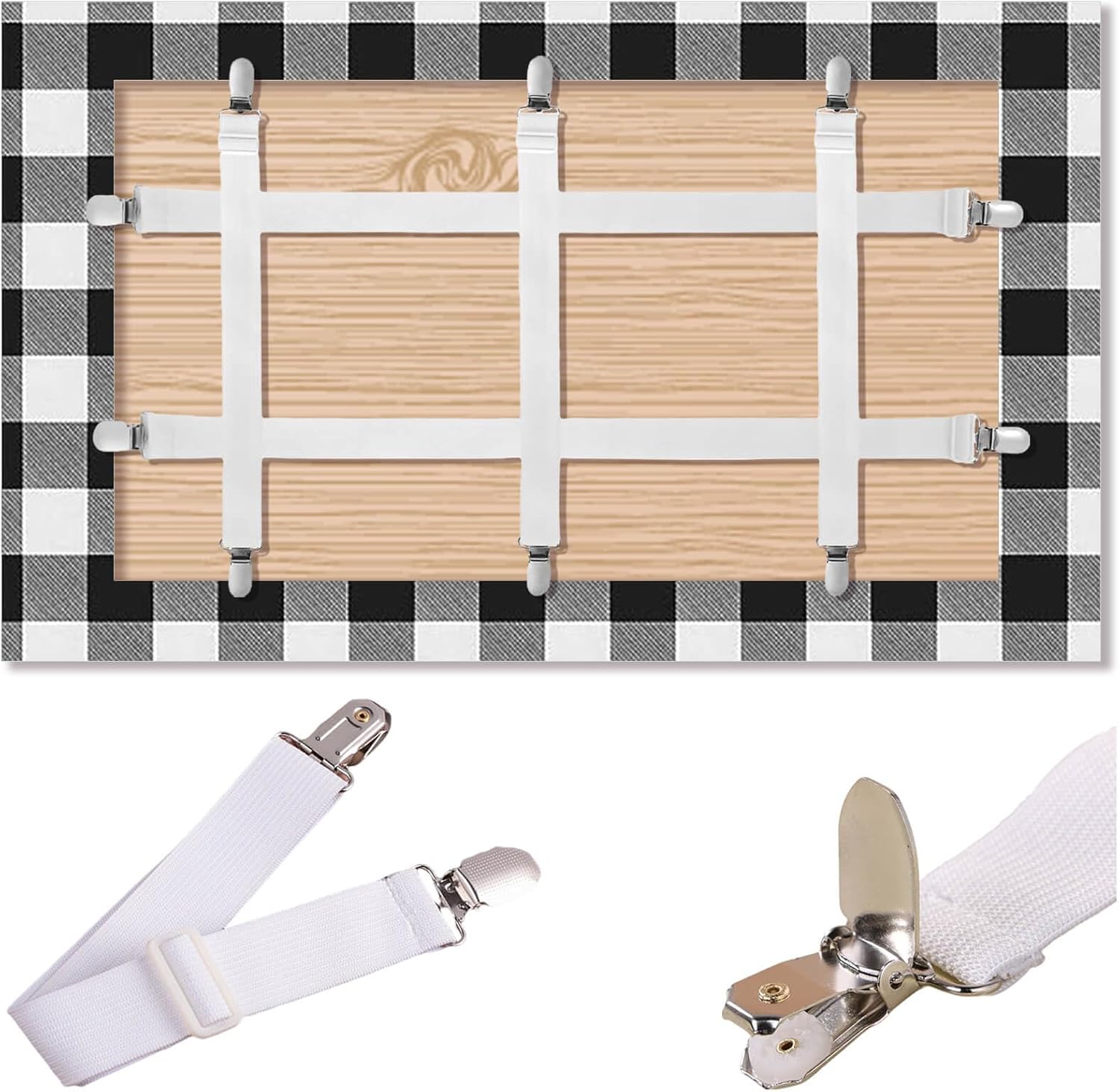 Table Cloth Holder Clips Hidden Strap 5 Pack, Adjustable Elasticity Picnic Tablecloth Clip Indoor Outdoor Large Clamp for Thick Tables Bench Cover Party Restaurant Camping RV Essential Accessories