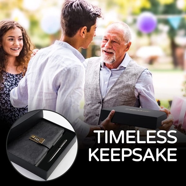 Diary with Lock, A5 PU Leather Journal with Lock, 240 Pages, Vintage Lock Journal Password Protected Notebook with Pen and Gift Box, 22 x 14.7 cm