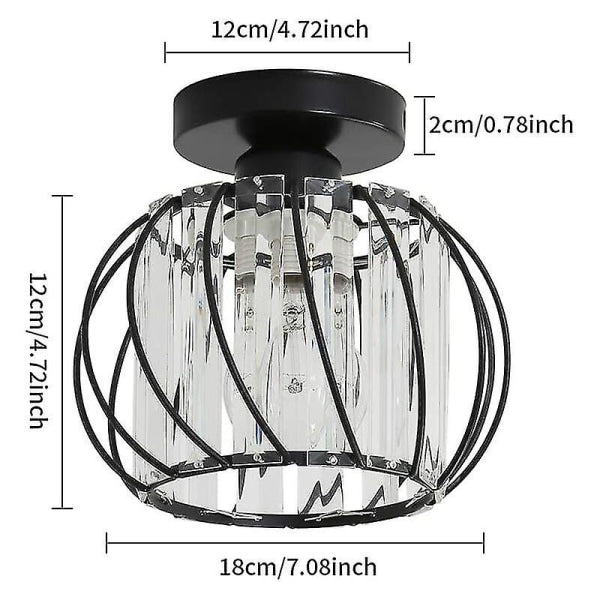 Modern Crystal Ceiling Light E27 LED Chandelier Compatible with Philips, Black Design for Kitchen Dining Room Bedroom Hallway Entrance