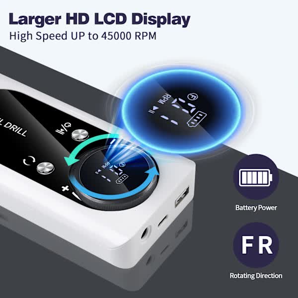 Electric Nail File Rechargeable Portable 45000 rpm Pink