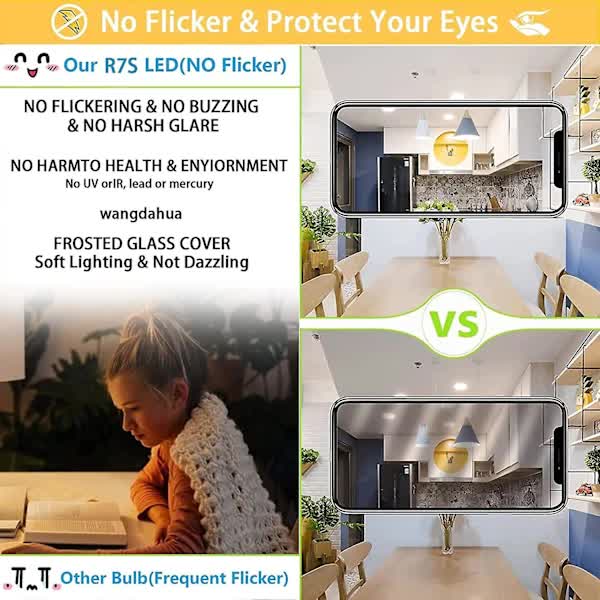 2 Pcs R7s 118mm 30W Dimmable LED Bulb Warm White 3000K Flicker Free