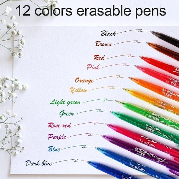 Erasable Gel Ink Pens 12 Pack Precise Writing Compatible with Popular Brands