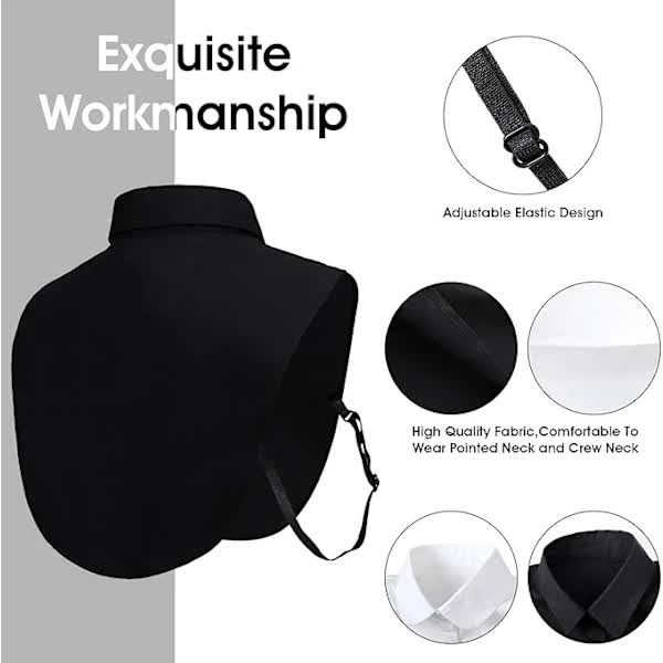 Black and White Detachable Collars, 2 Pack