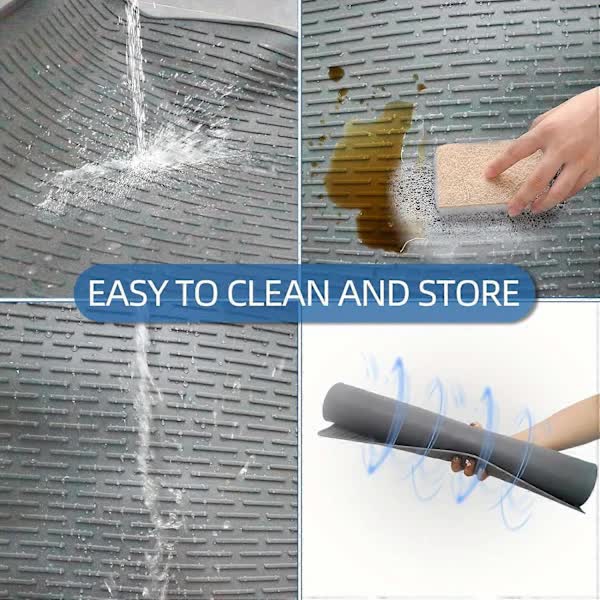 Extra Large Silicone Stove Protector Mat, Heat Resistant Non-Slip Kitchen Dish Mat for Electric Stove in Black