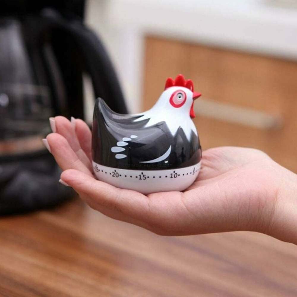 Kitchen Timer Chicken Design Manual Cooking Clock ABS Black Compatible with Braun