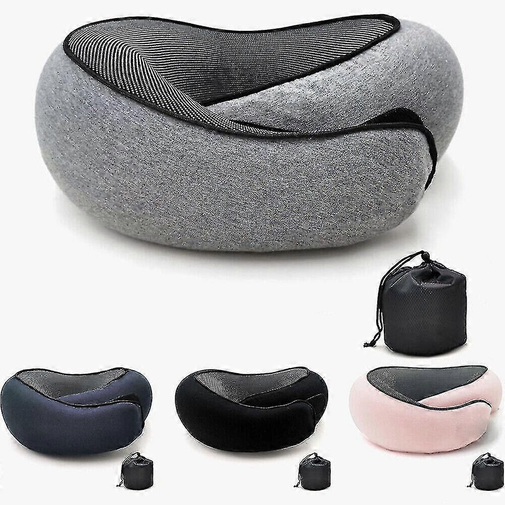 Travel Neck Pillow U-Shaped Memory Cotton Neck Pillows Massage Neck Pillow Sleeping Airplane Pillow Cervical Health Care Pillow grey