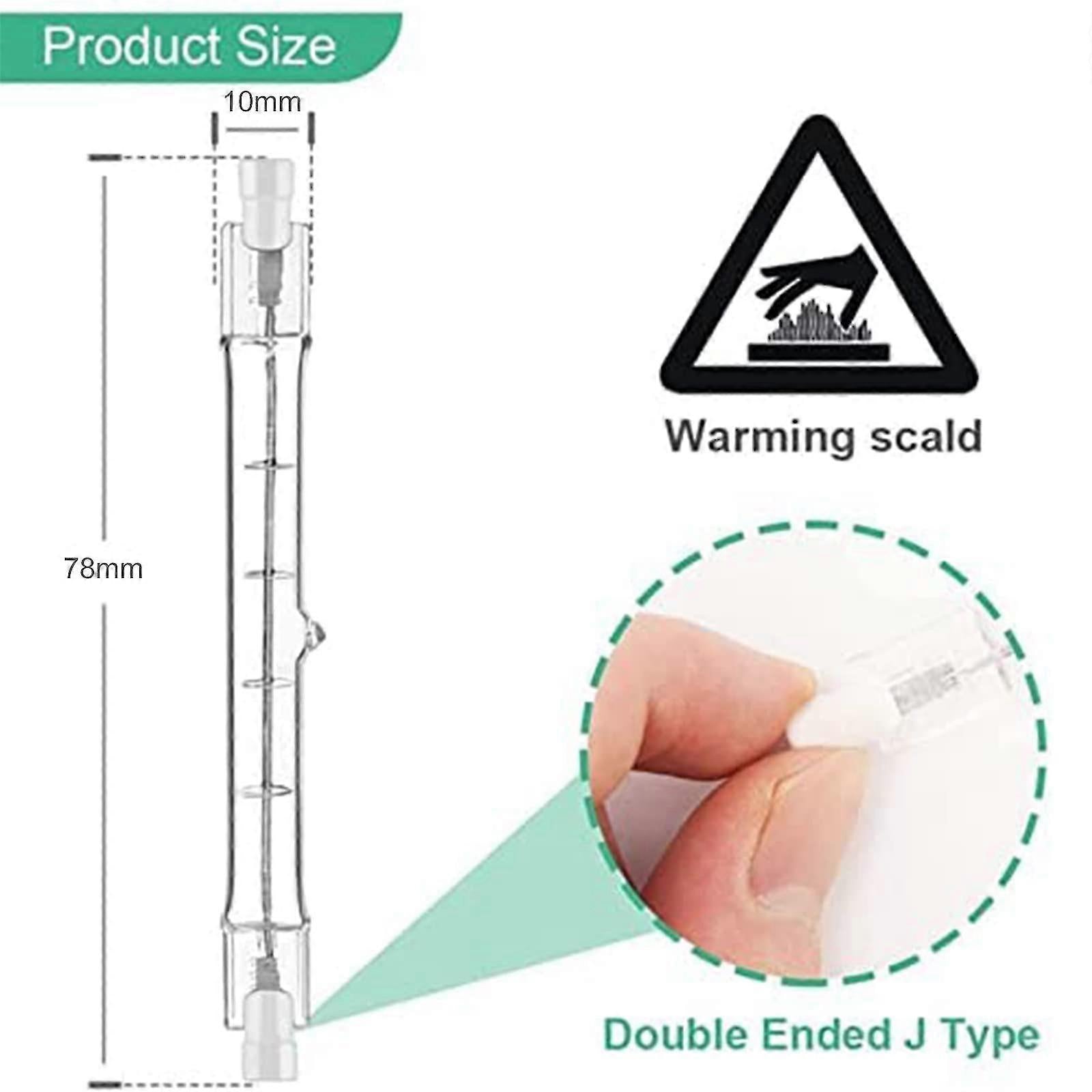 R7s Halogen Bulb Set of 5, 78mm 80w 230v, Dimmable Halogen Rod for Construction Site Floodlights