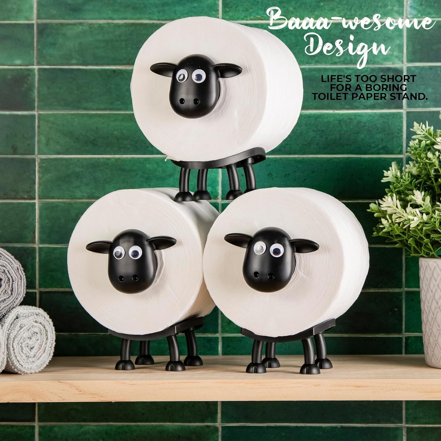 Toilet Paper Holder Set of 3 Sheep Cute Bathroom Decor