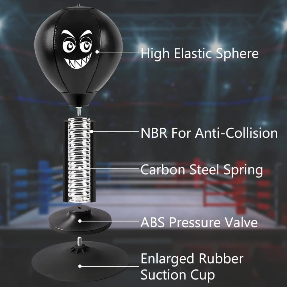 Stress Relief Boxing Ball for Desk with Suction Cup, Compatible with Office and Home Use, Perfect Gift Idea