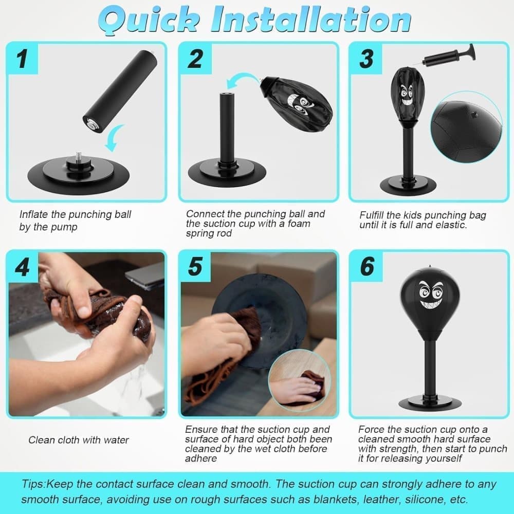 Stress Relief Boxing Ball for Desk with Suction Cup, Compatible with Office and Home Use, Perfect Gift Idea