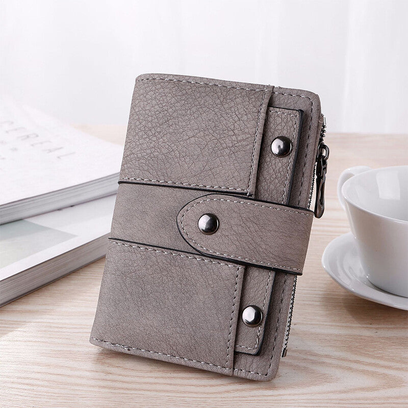 The New Fashion Foldable Small Wallet Women Leather Card Holder Wallet Blue