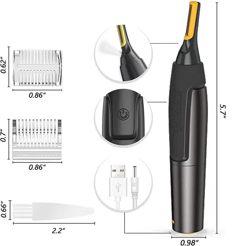 Electric Nose Hair Trimmer Men Portable USB Charging Waterproof Safe Clean Ultra-thin Precision and Ear Trimmer