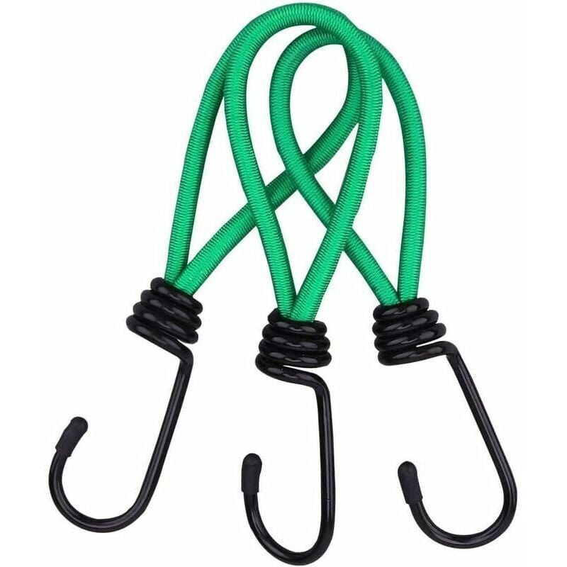 Rubber Straps with Hooks 16 Pieces Green, for Camping Tents, Tarpaulins, and Awnings
