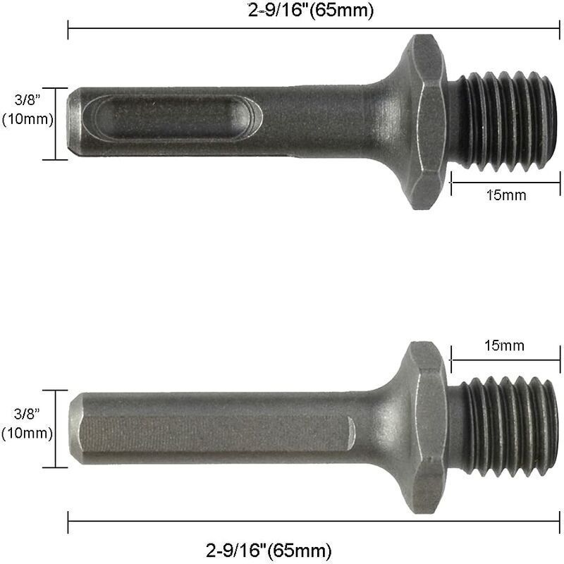 M14 external thread to SDS Plus internal thread and internal triangle adapter for drill grinder, from DEBUNS