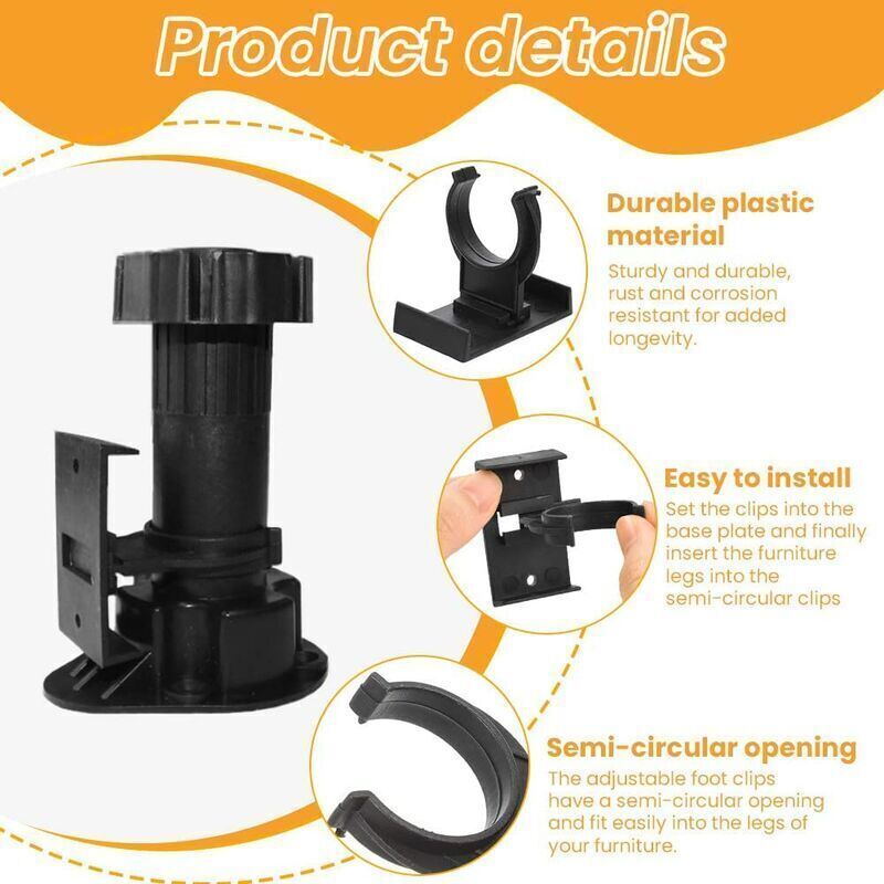 DEBUNS Furniture Foot Fixing Clamp, 20 Pcs 28mm to 32mm Screwable Plinth Clamp with 40 Screws for Kitchen Kick Plate