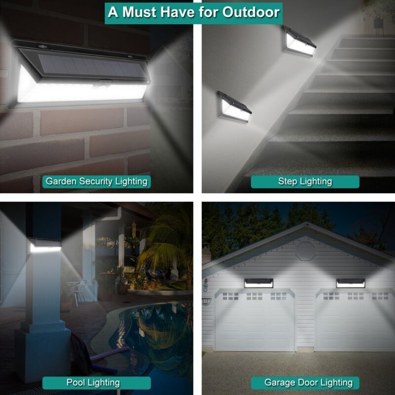Solar Wall Light - 118 LED Solar Lamp 1000 Lumen Wall Light PIR Motion Sensor IP65 Waterproof Outdoor Garden..DEBUNS