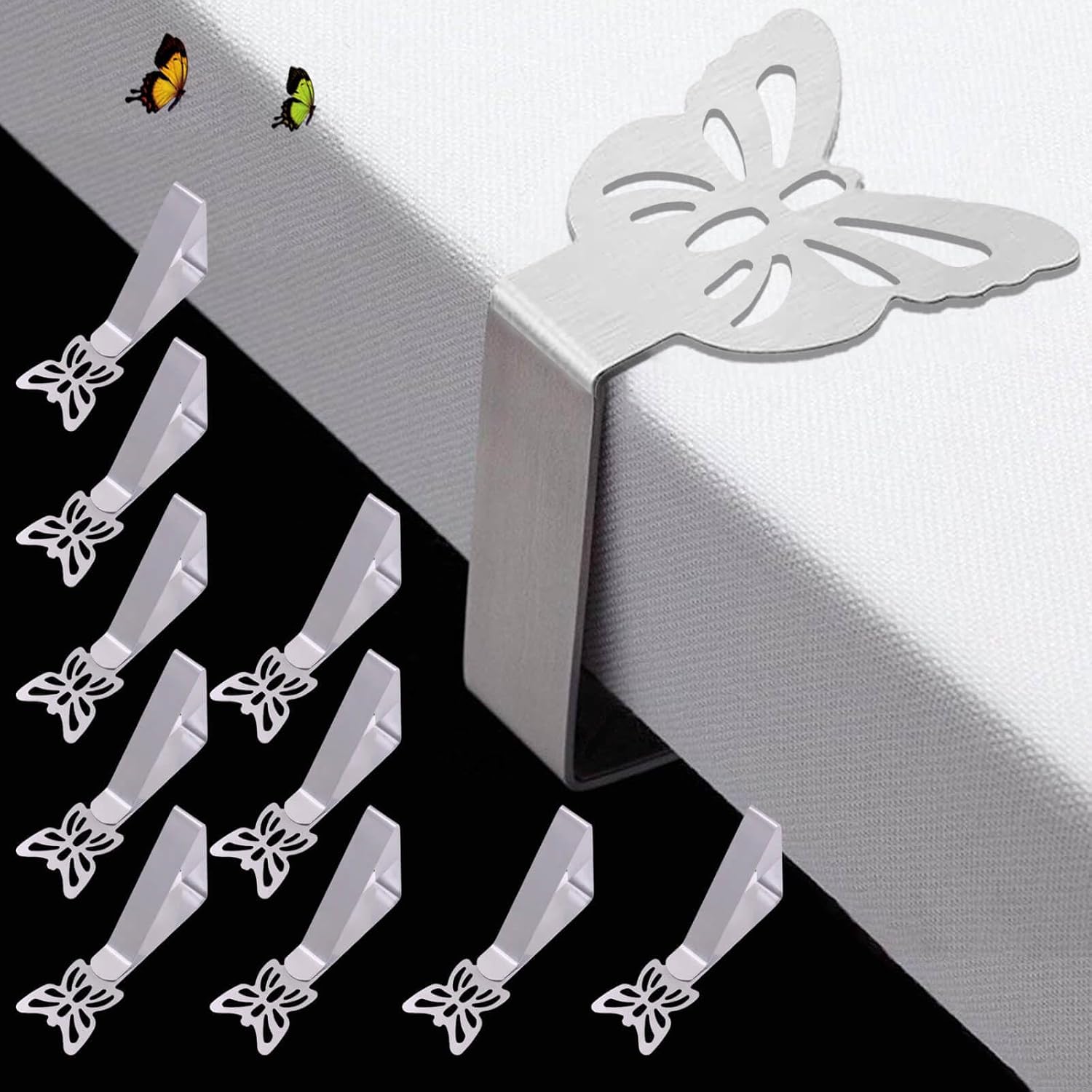 10-pack Tablecloth Clips for Thick Outdoor Tables, Butterfly Tablecloth Clip for Indoor Picnic Tables, Heavy Duty Stainless Steel Clip for Party W