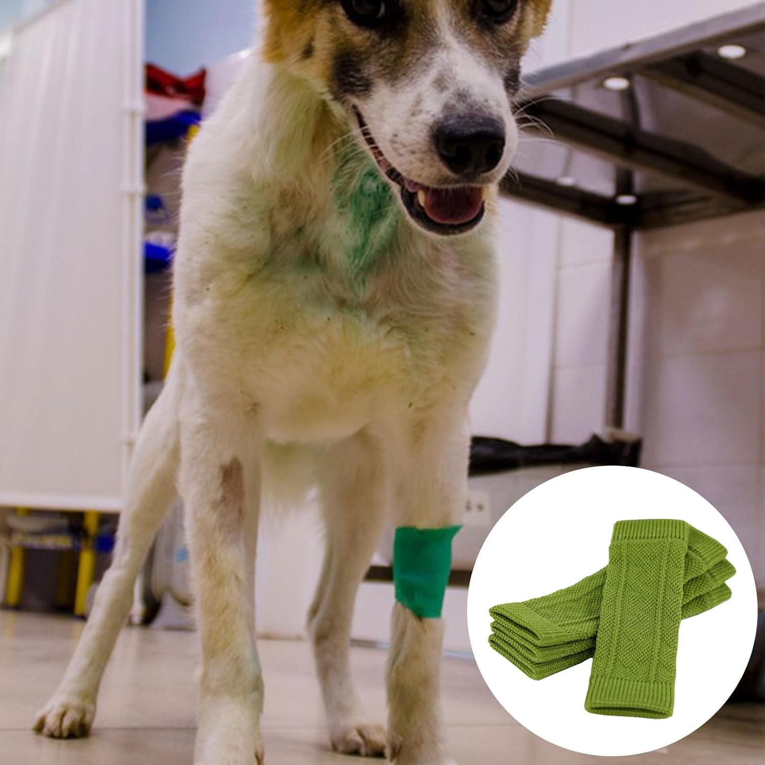 Dog Elbow Protector, 4 Dog Legs Knitted Socks, Dog Wound with Skin Friendly, Pet Leg Wound Protector, Dog Leg Warmer Wraps, Pet Elbow Protective Sleeve for Small Medium Dogs