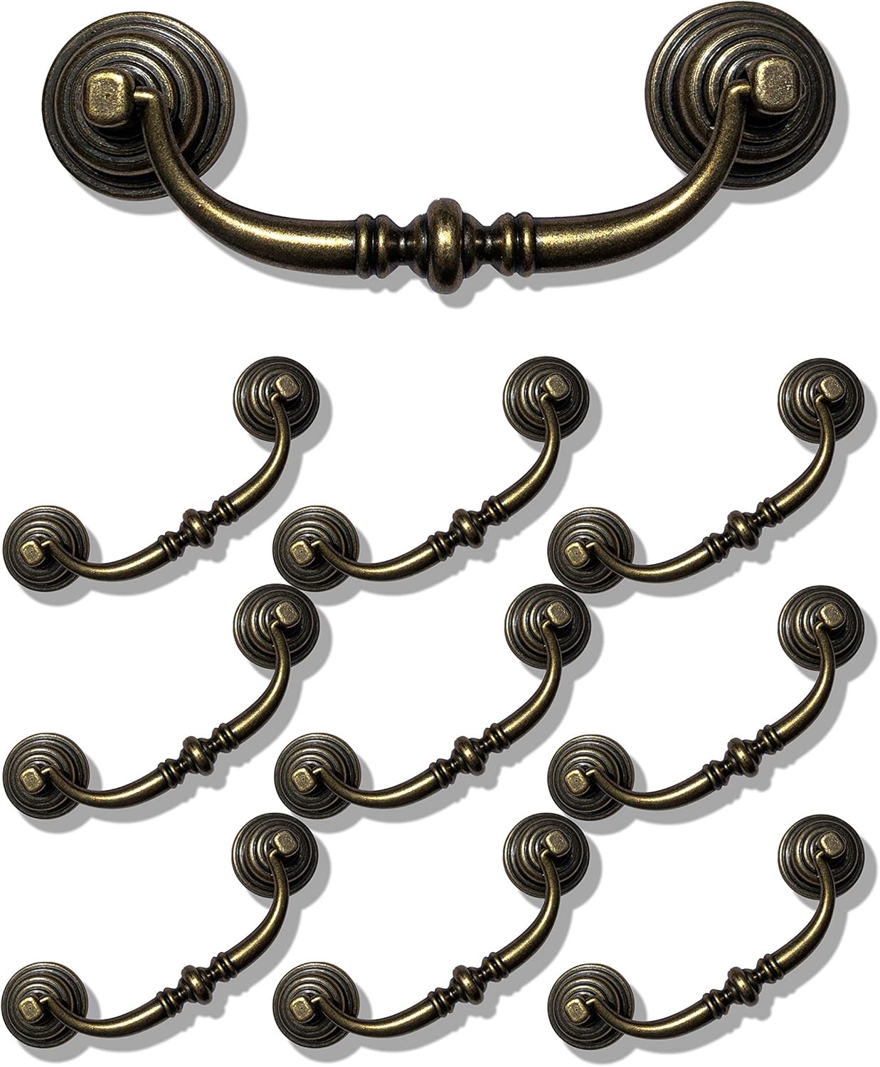 10 Pack 4.25"Hole Center Shabby Chic Drawer Pulls Handles Antique Bronze Kitchen Cabinet Drop Bail Pulls Handles (108mm/Antique Brozne)