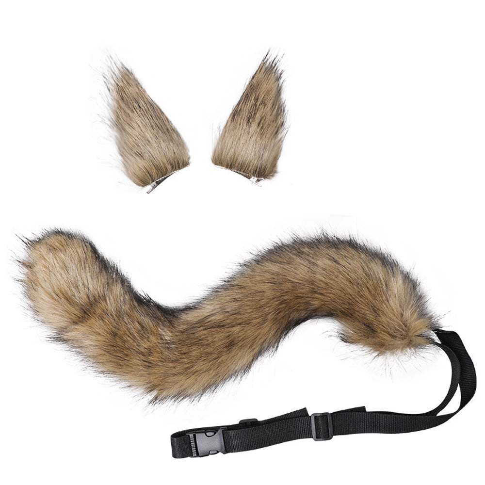 Faux Fur Cat Fox Wolf Fluffy Tail and Ears for Halloween