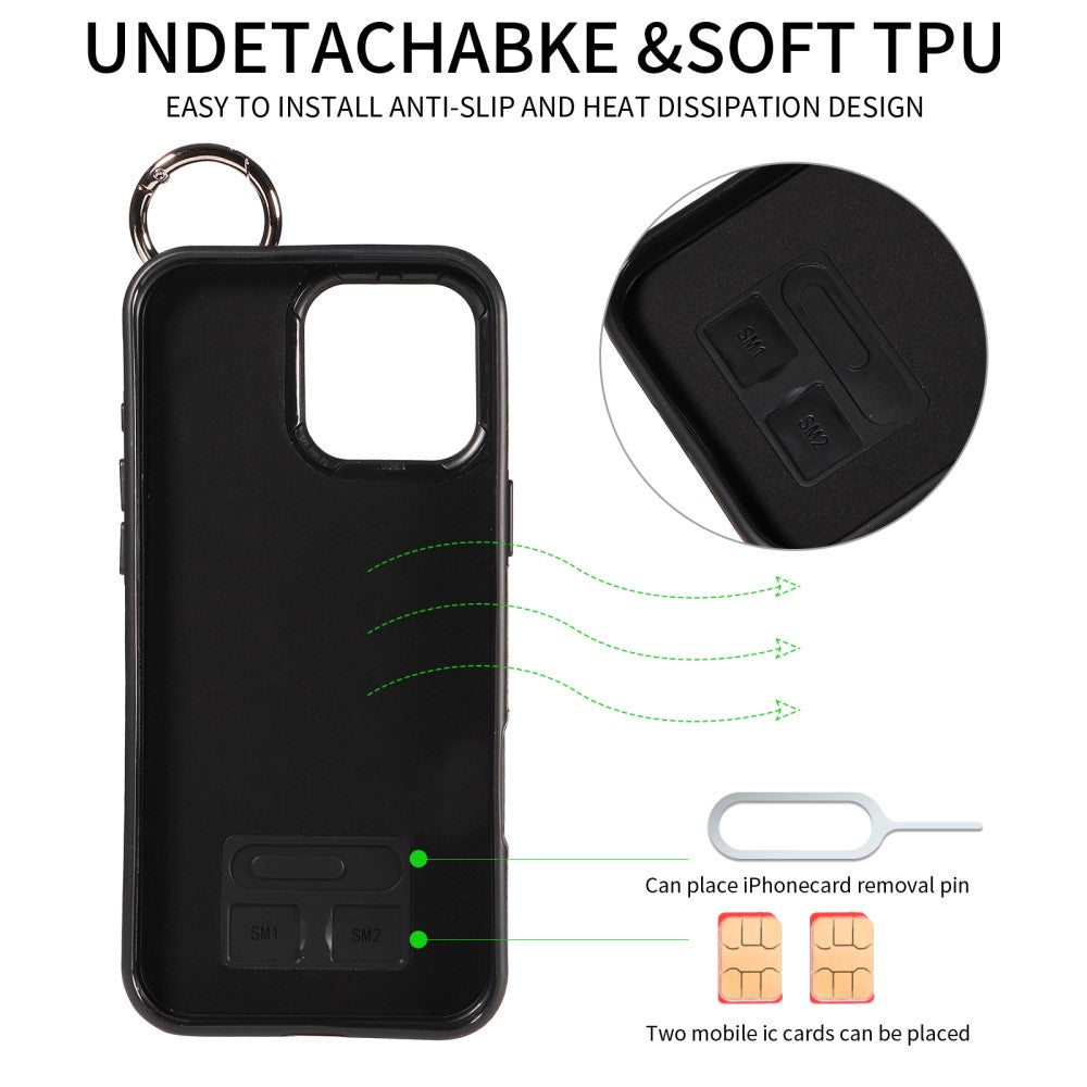 iPhone 16 Pro Max Case with Ring and Card Holder, PU Leather, Compatible with Apple, Rose Gold Pink, Skalo