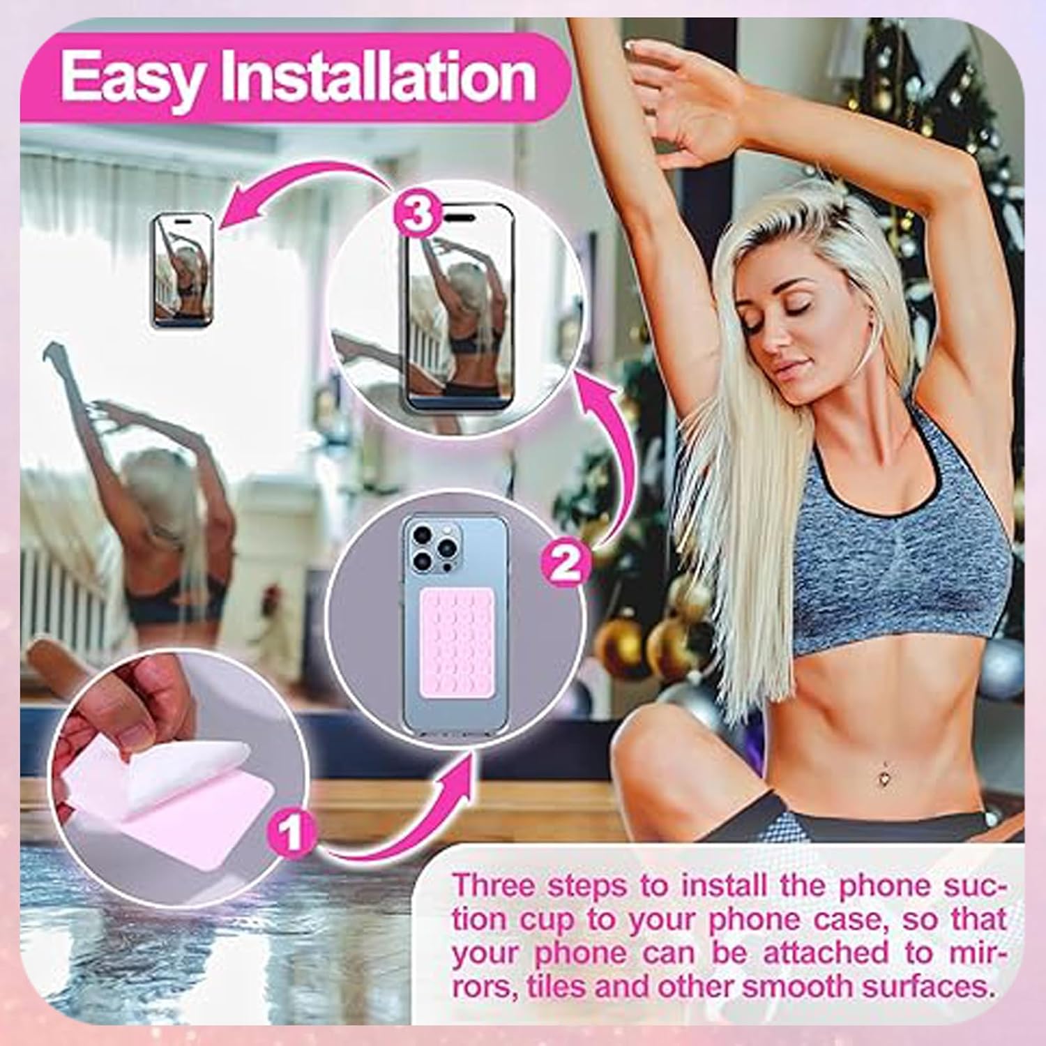 5pcs Silicone Suction Cup Phone Case Mount for Walls, Non-Slip Sticky Plate Compatible with Most Phones