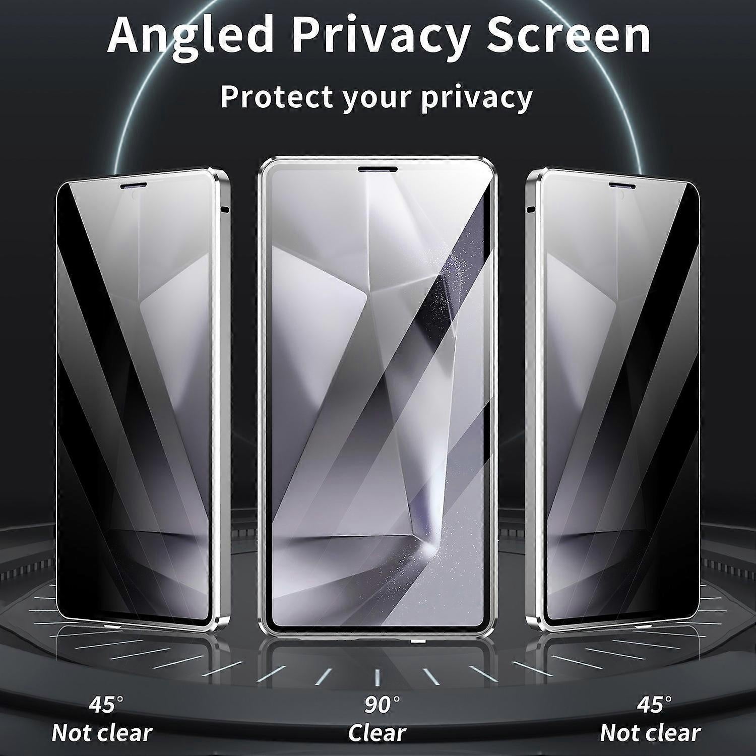 Samsung Galaxy S25 Ultra Case Anti-Spy Dual-Sided Tempered Glass Magnetic Phone Case by WELLNGS Black