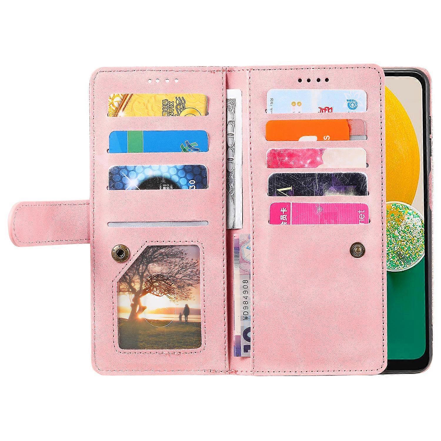 Compatible with Samsung Galaxy S25 Case Compatible PU Leather Zipper Wallet Phone Case with 9 Card Slots