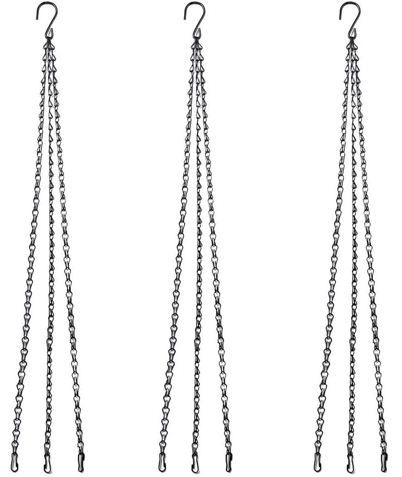 3-Pack Hanging Chain Set, Replacement Chain, Metal, Hanging Basket, Chains, Garden, Flower Pot, Plant Hanger with Clips and Hooks for Bird Feeder