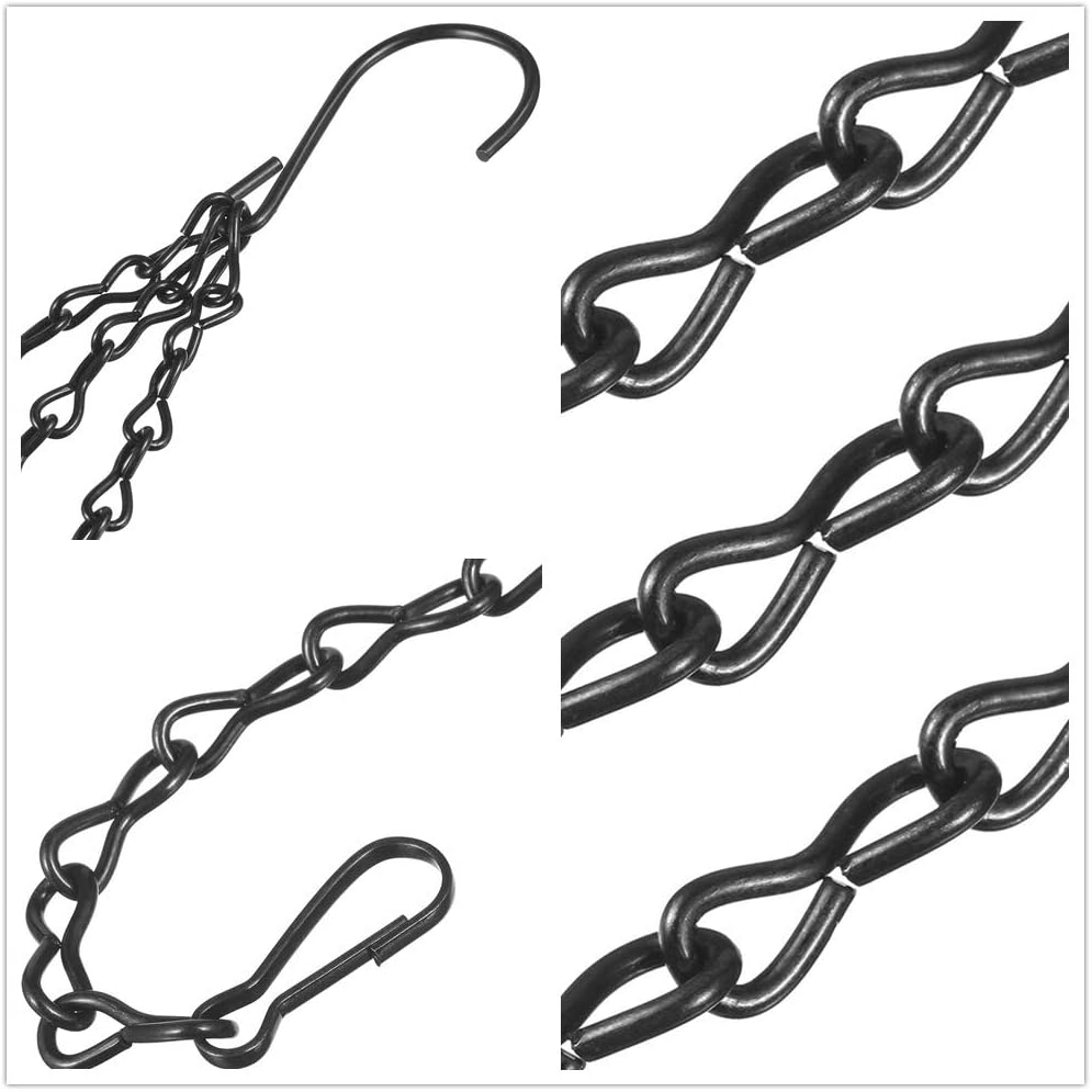 3-Pack Hanging Chain Set, Replacement Chain, Metal, Hanging Basket, Chains, Garden, Flower Pot, Plant Hanger with Clips and Hooks for Bird Feeder
