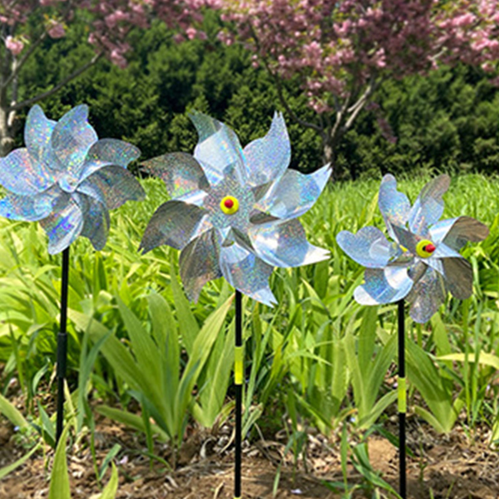 Reflective Scarecrow Wind Spinner Silver 2-pack