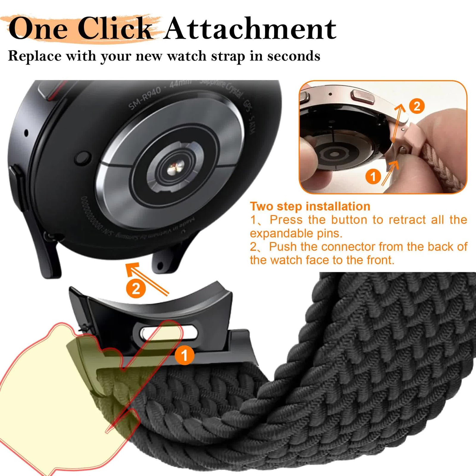 Compatible with Samsung Galaxy Watch 6 5 Pro 4 Classic Magnetic Braided Bracelet 40mm 44mm 45mm 47mm 43mm No Gap Milk Tea Color