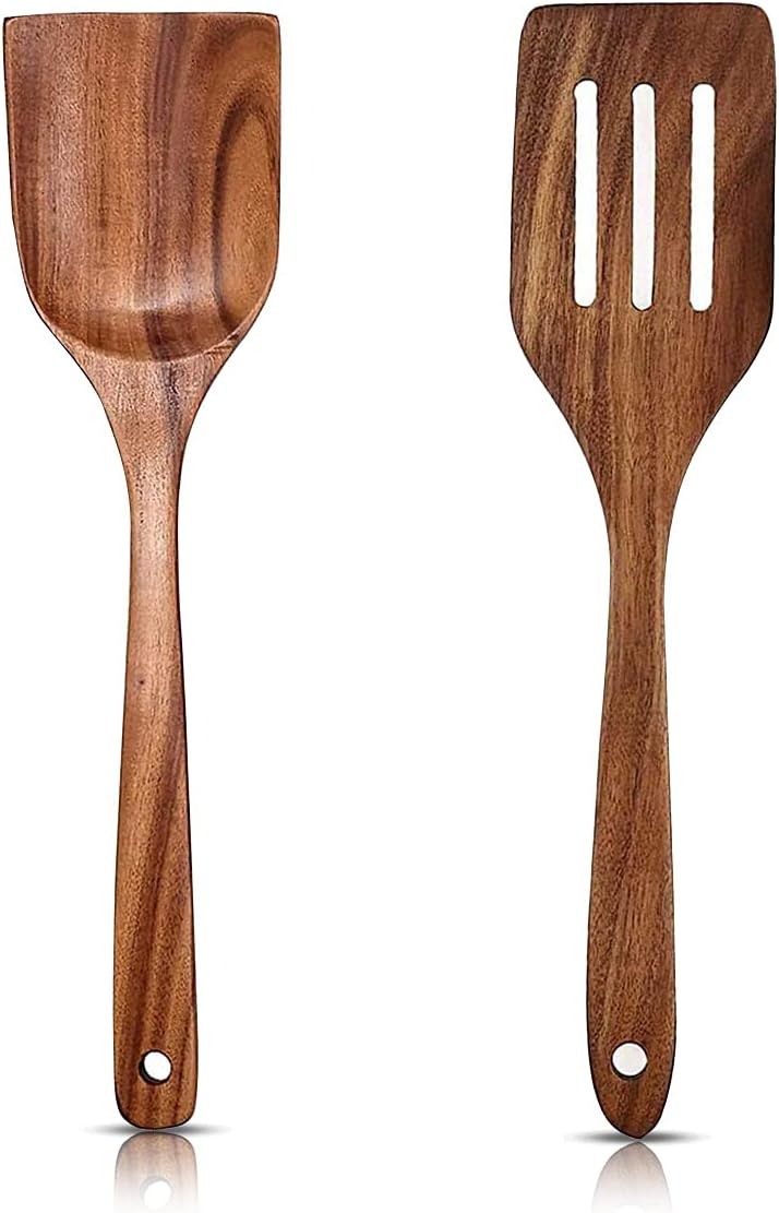 Wooden Spatulas Set of 2 30cm Cooking Utensils