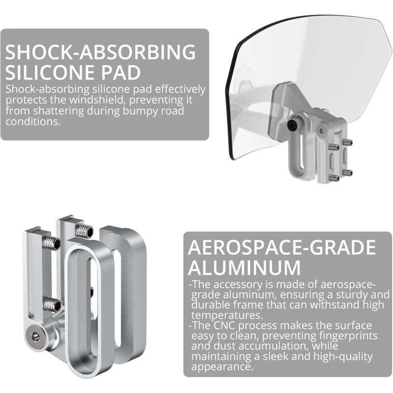 Motorcycle Windshield Adjustable Clip-On Windshield Spoiler Extension Wind Deflector for Motorcycle - Clear