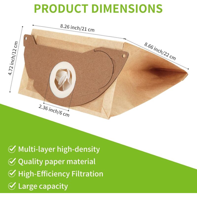 10 Replacement Filter Bags for Kärcher WD2 MV2 6.904-322.0 WD2250 A2004 A2054 Vacuum Cleaner