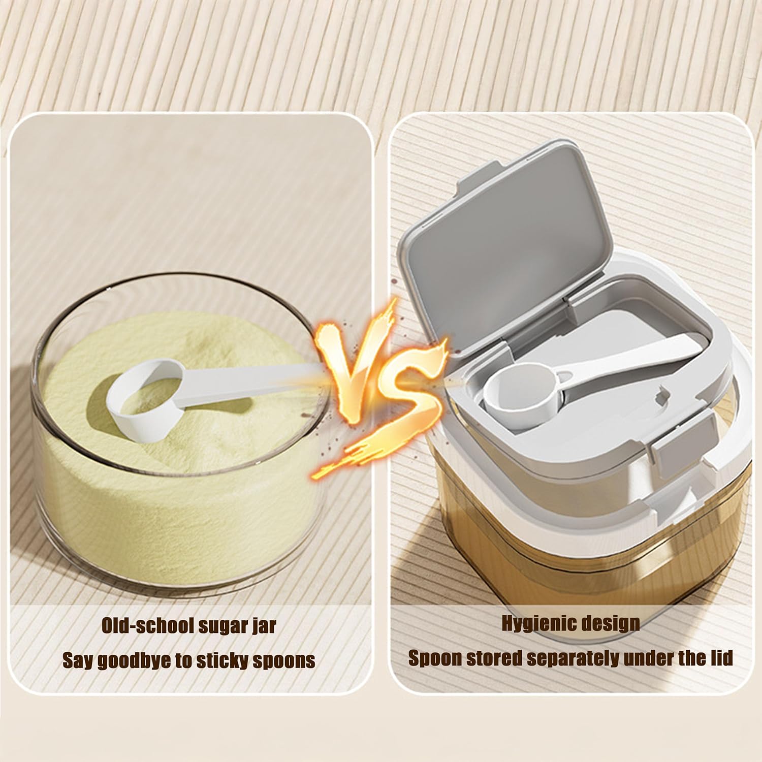 sugar container with spoon, Coffee and Dry Food Storage Containers, BPA-Free, Stackable, Easy-Clean, Perfect for Coffee, Flour, Sugar (0.85qt)