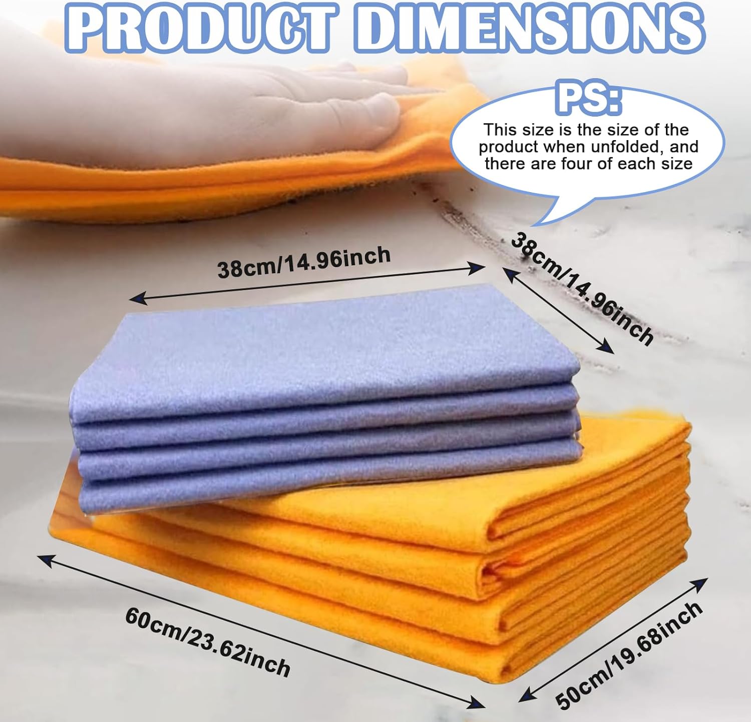 Ultra-Absorbent Miracle Cleaning Shammy, Super Absorbent Cleaning Cloth Multi-Purpose Non-Woven Cleaning Towels for Home Kitchen Bathroom Car Pet Stains(8 Pack)