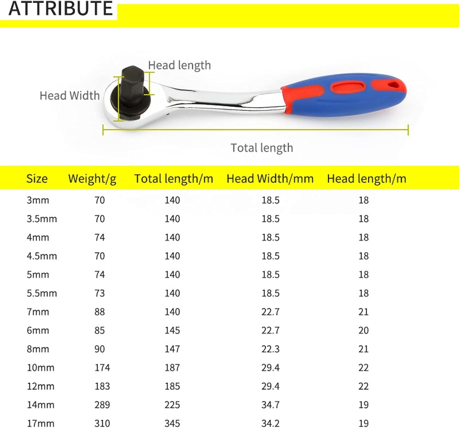 Wrench Sets, 1pcs Reversible Ratchet Allen Key Wrench, Ratcheting Hex Bolt Spanner with Soft Rubber Handle 4mm 5mm 6mm 8mm 10mm 12mm 14mm 17mm (Size : 8mm)
