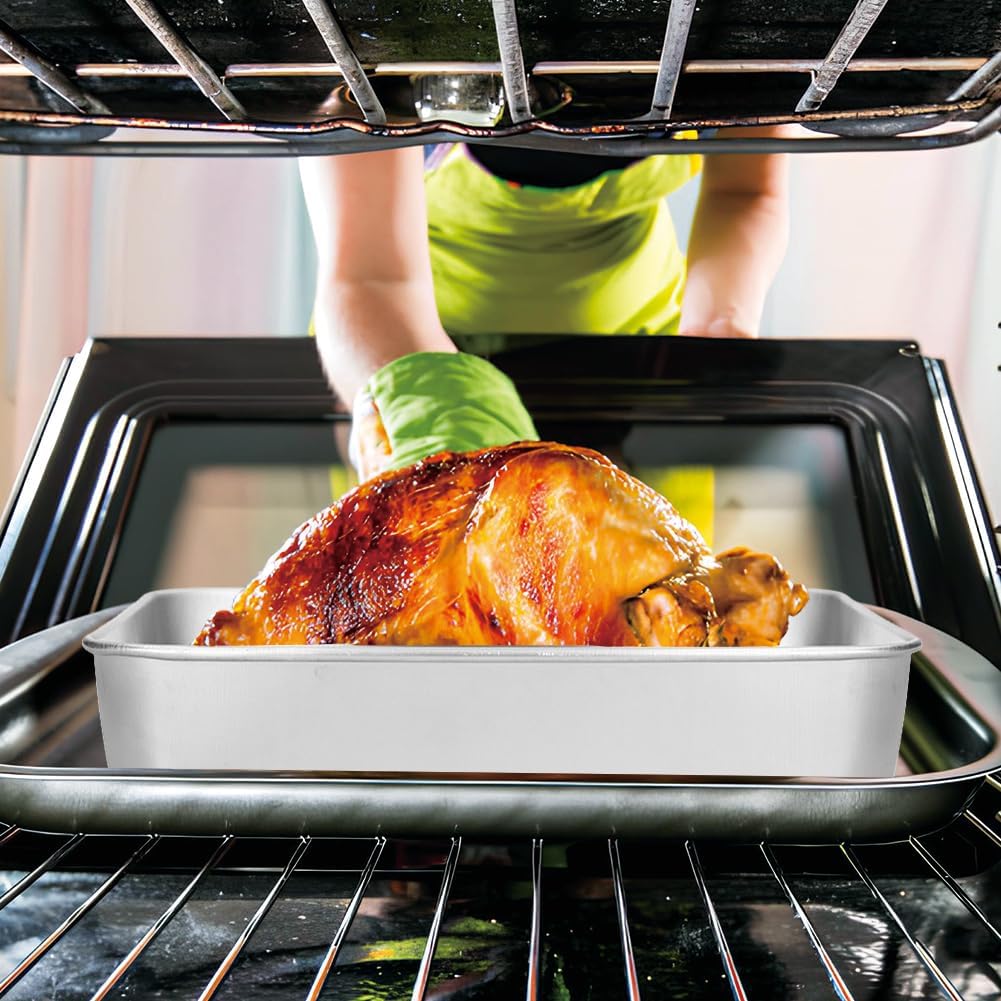 Broiler Pan for Oven, Rectangular Tray Deepened Kitchen Bakeware Rack Roaster Refrigerated Crisper Chassis Grid Roasting Pans Cookie Nonstick Cake Pastry with Grill Set (10.43x8.07x1.96 Inch)