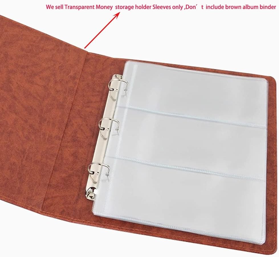 10 Sheets 3-Pocket Clear Paper Bill Holder Stamp Coin Collector Loose Leaf Sheet Collecting Album Page Random