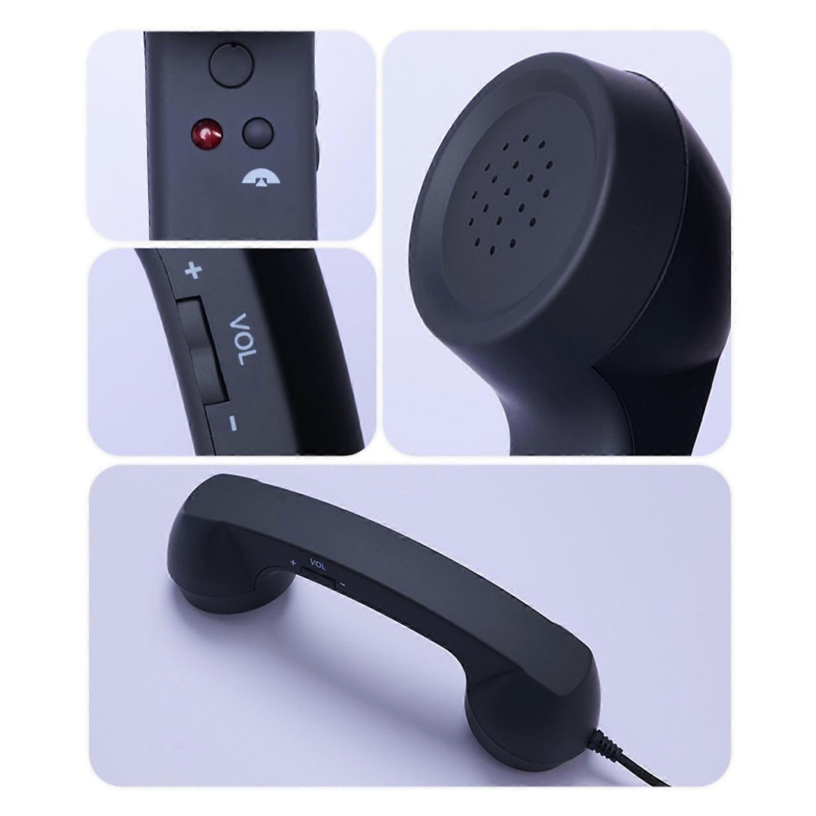 USB-C Retro Telephone Handset for Mobile Phones, Plug \u0026 Play, Radiation Protection, Compatible with iPhone \u0026 Android, Black