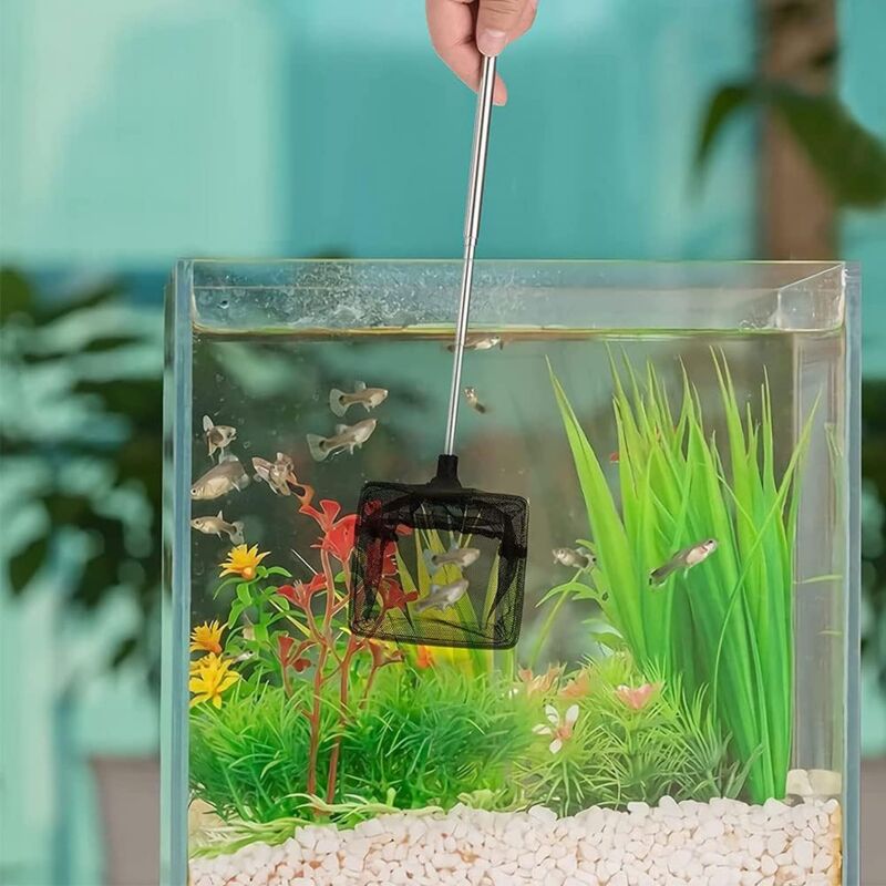 Aquarium Fishing Net Adjustable Telescopic Extendable Handle Mini Foldable for Fish Tank Compatible with Multiple Brands 1 Pack