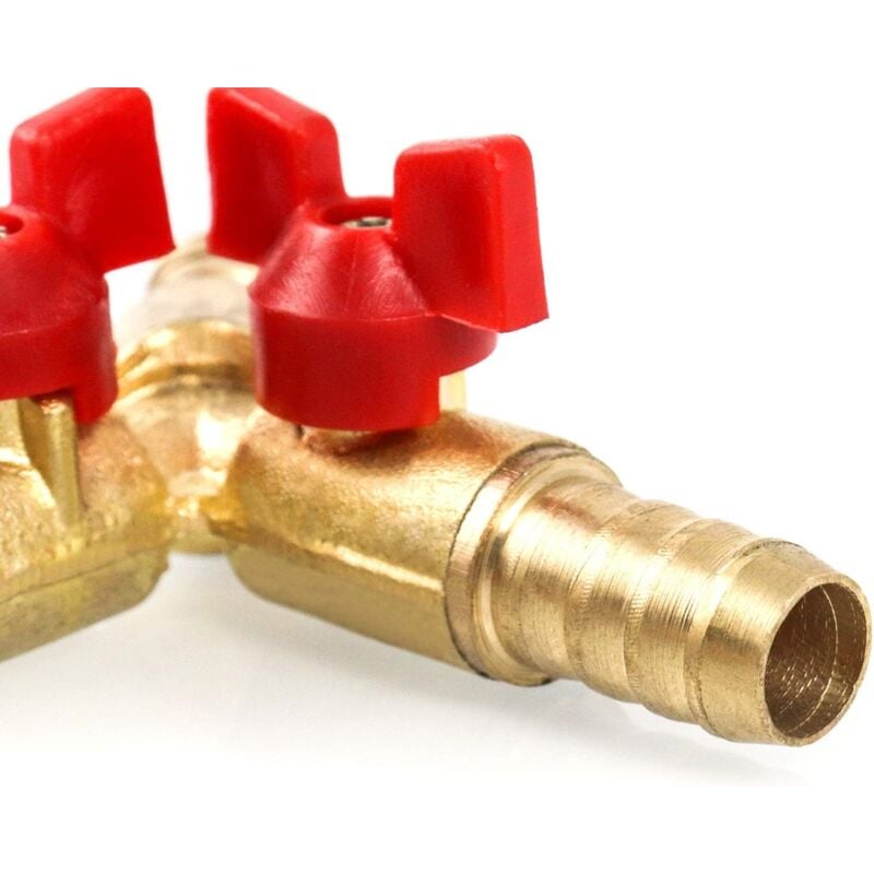 MUMU 3-Way Hose Connector Splitter Brass Zinc Alloy 10mm Ball Valve T-Hose Connector for Coupling Fittings Air Water Gas 1 Piece