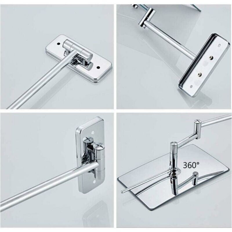 3X Magnifying Wall Mirror - Foldable Extension - 360 Degree Rotation Magnifying Mirror Bathroom Mirror with Drilling